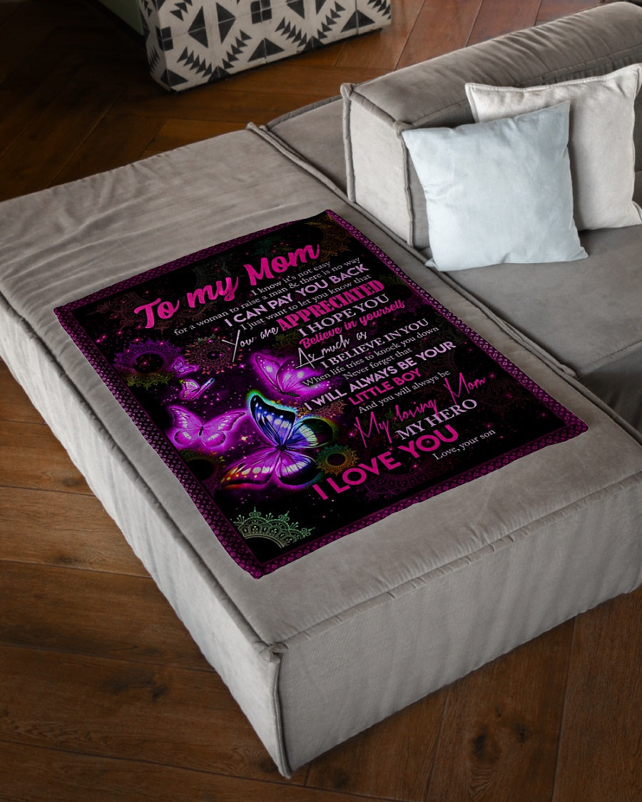 Butterfly To My Mom Butterfly You Are Appreciated Flannel Blanket For Living Room And Bedroom Styling