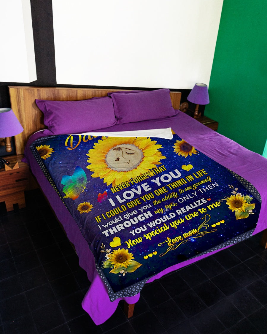 Sunflower Enduring Love Message Mom To Daughter Flannel Blanket For Bed Sofa And Reading Nook Decor
