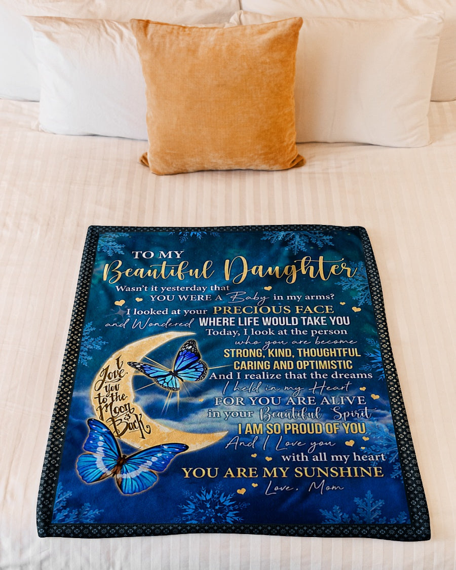 Butterfly Mom To Daughter Wasn't It Yesterday Flannel Blanket For Relaxing At Home And Travel