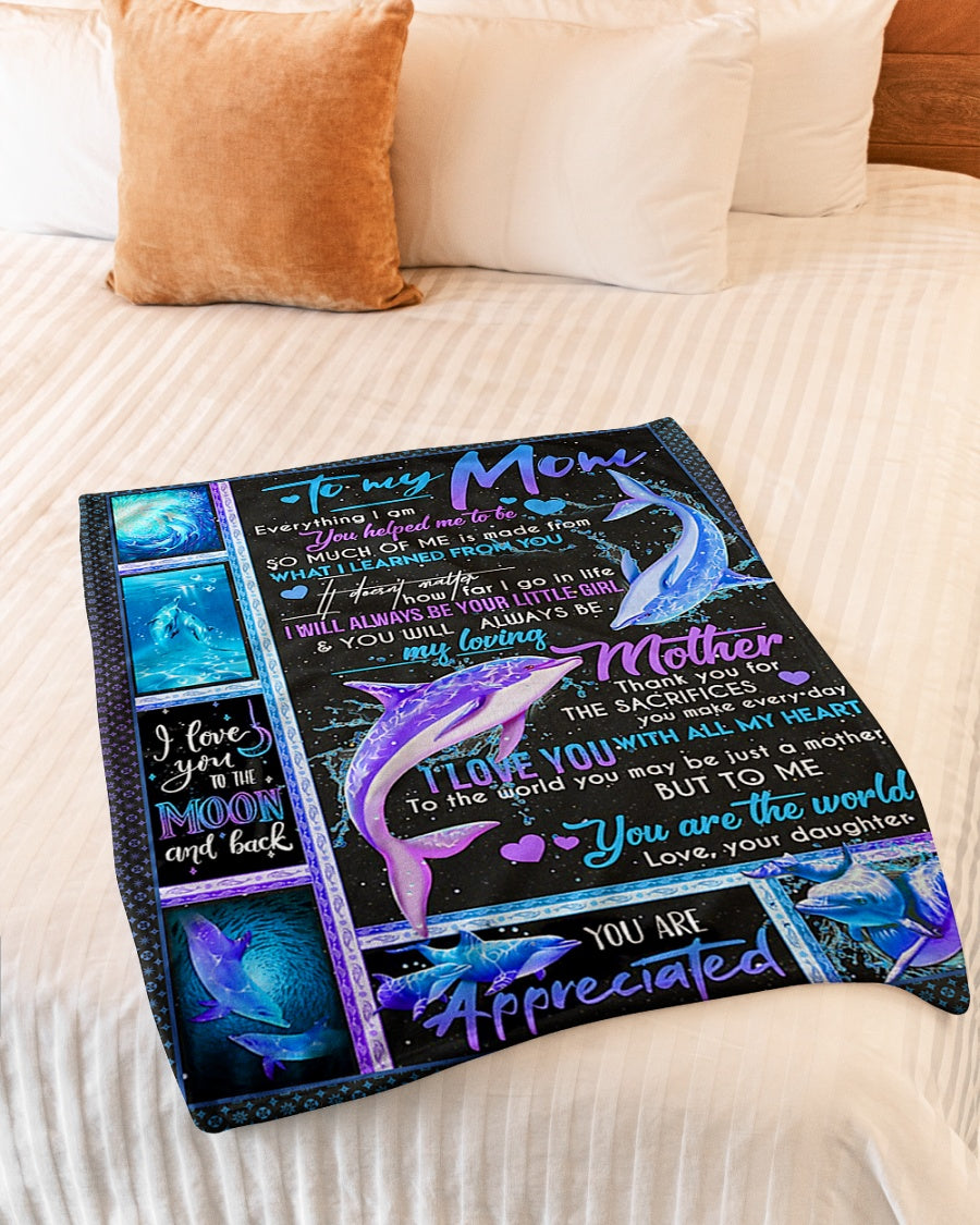 Dolphin To My Mom Turtle You Are Appreciated Flannel Blanket For Soft Bed Couch And Home Comfort