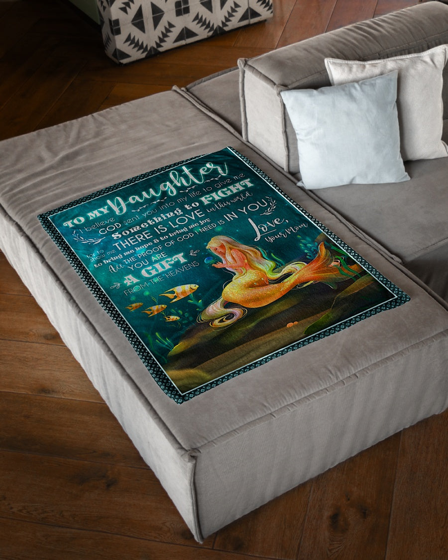 Mermaid God Sent You Into My Life Mom To Daughter Flannel Blanket For Living Room And Bedroom Styling