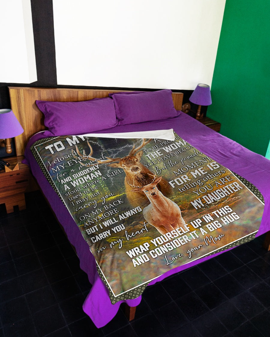 Deer Consider Big Hug Daughter Gift Flannel Blanket For Bed Sofa And Reading Nook Decor