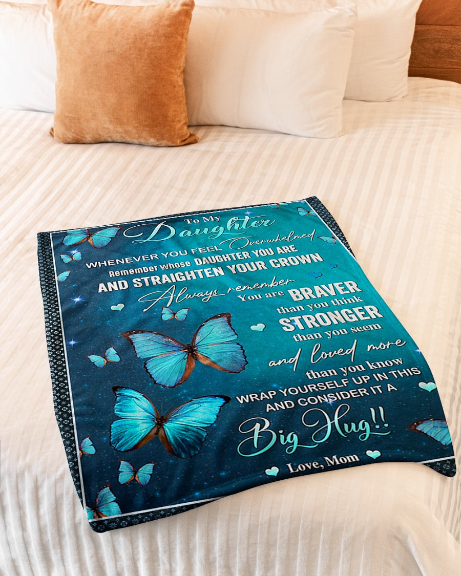 Butterfly Straighten Your Crown Daughter Gift Flannel Blanket For Soft Bed Couch And Home Comfort