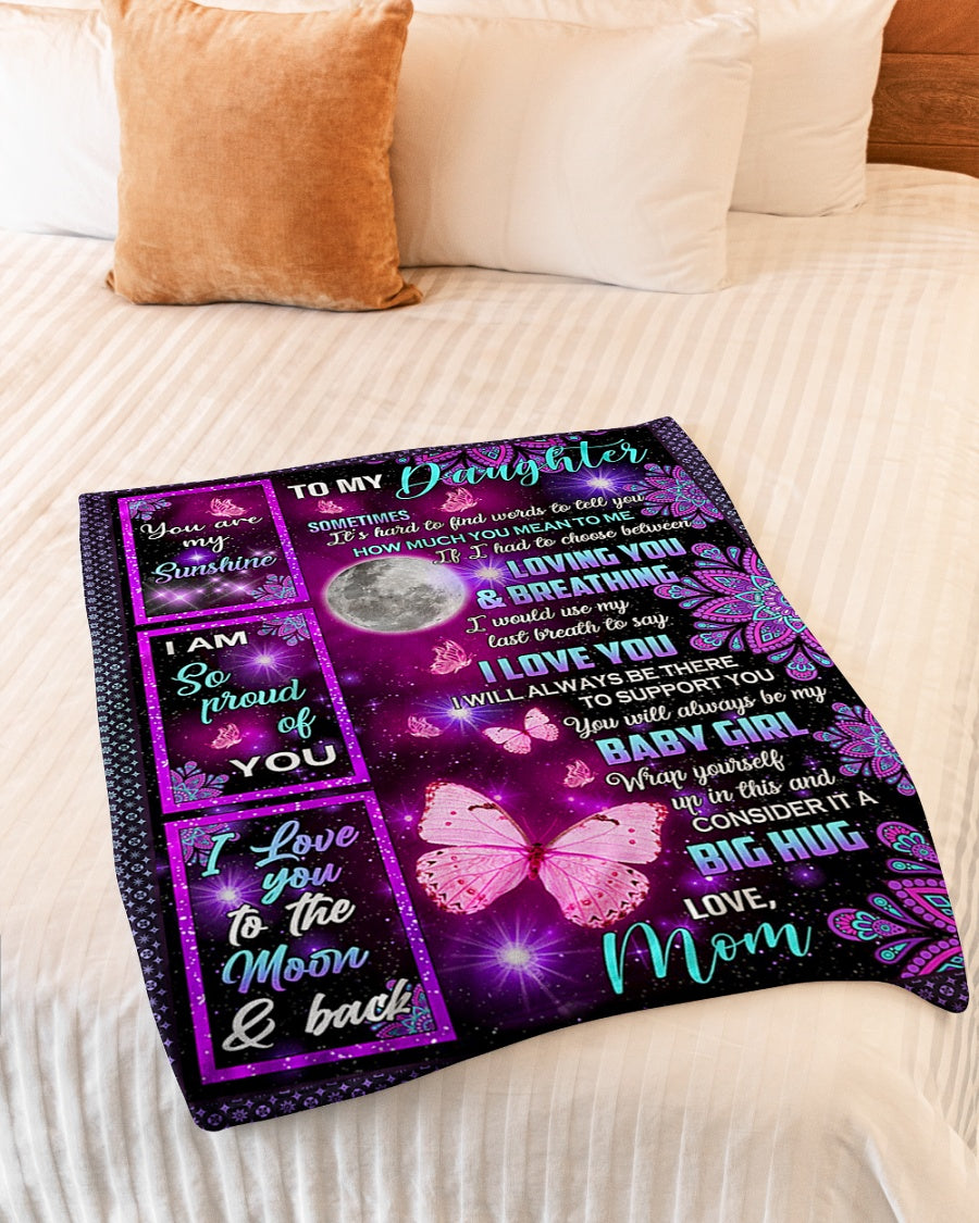 Butterfly I Love You Daughter Gift Flannel Blanket For Living Room And Bedroom Styling