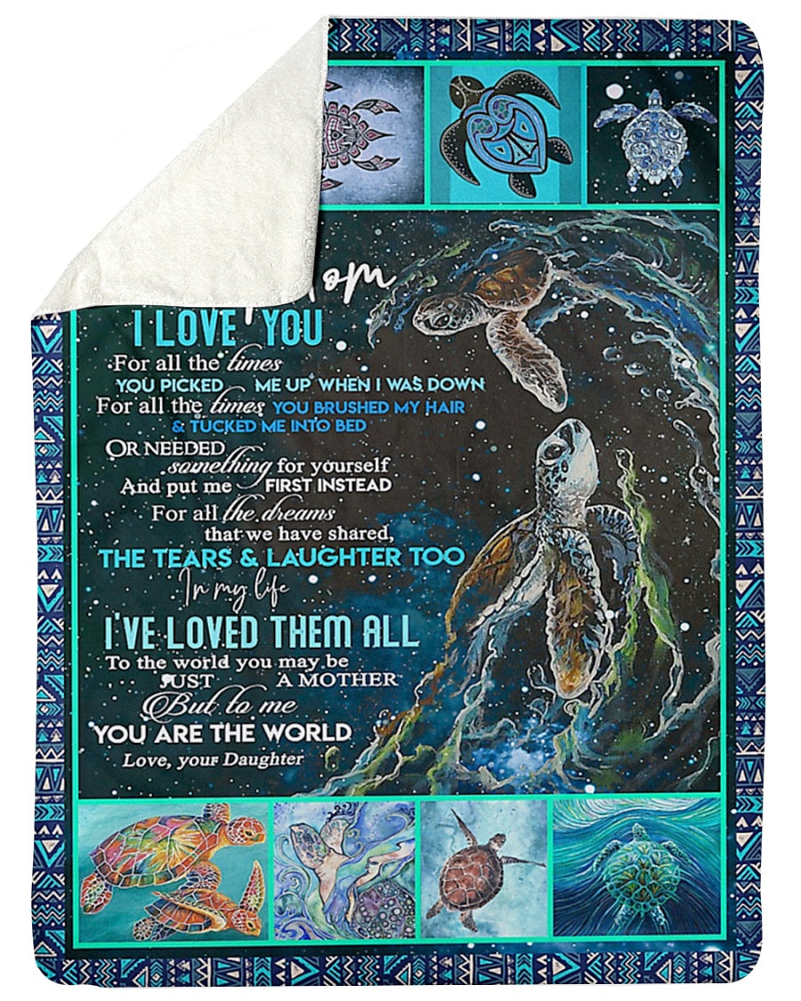 Turtle To My Mom Love Flannel Blanket For Soft Bed Couch And Home Comfort