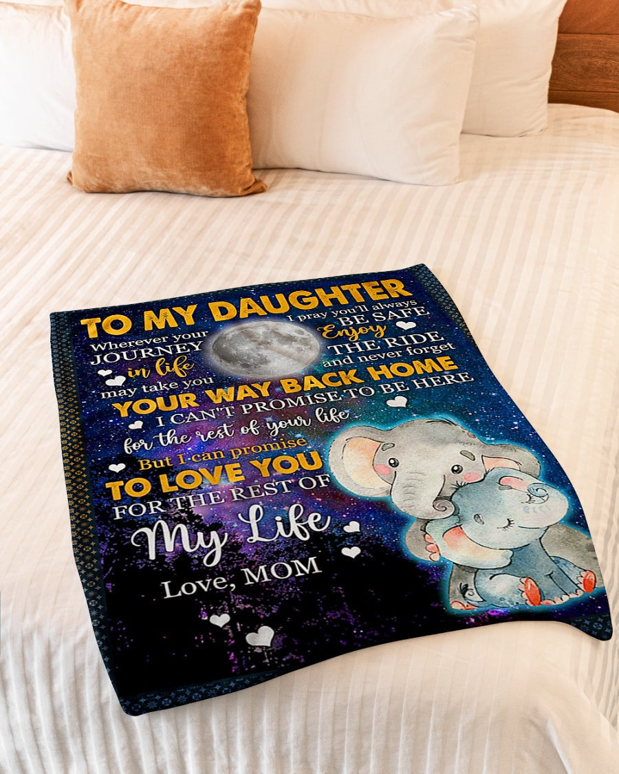 Elephant Comforting Home Message Daughter Gift Flannel Blanket For Soft Bed Couch And Home Comfort