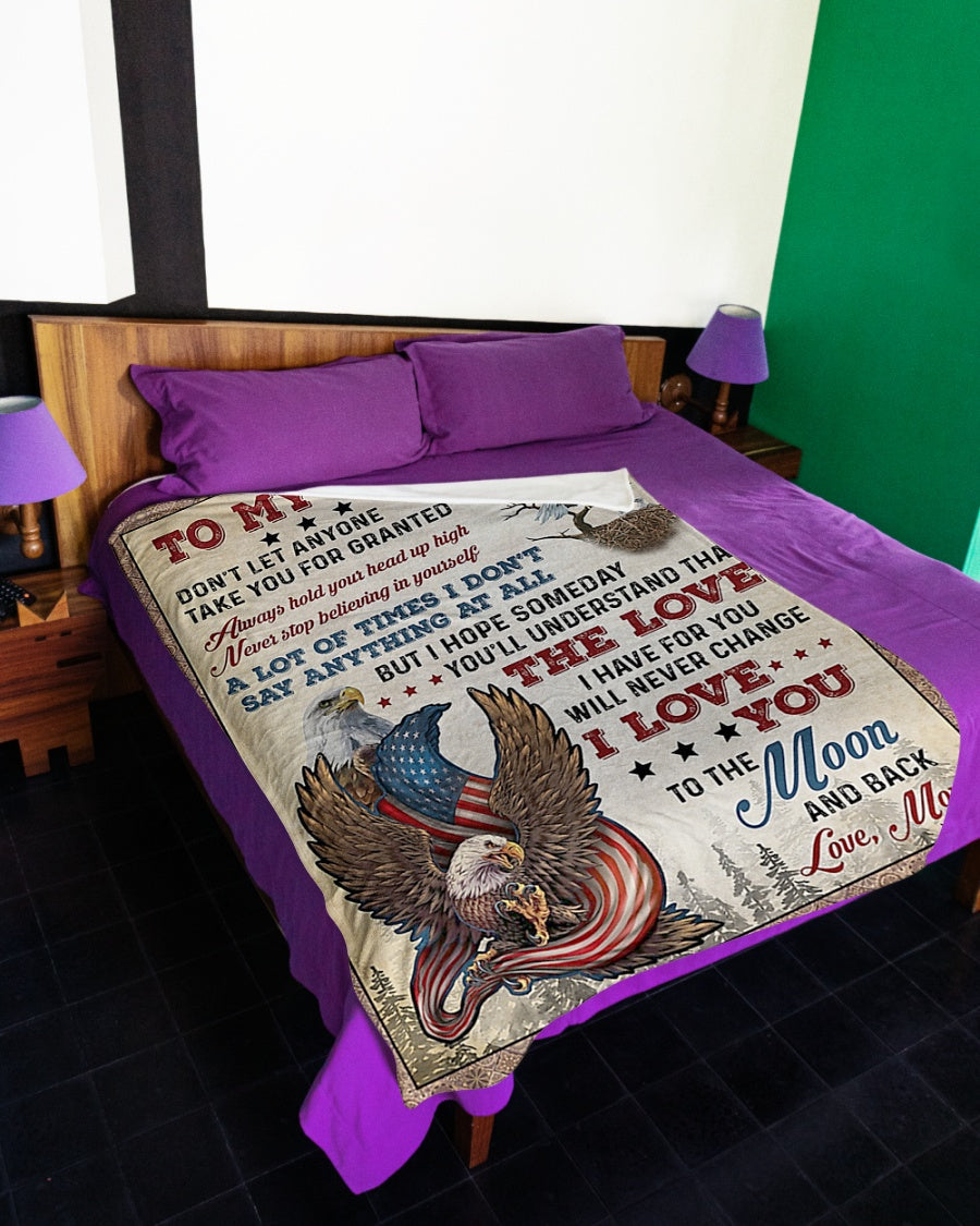 Eagle I Love You Daughter Gift Flannel Blanket For Bed Sofa And Reading Nook Decor