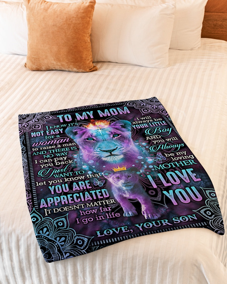 Lion Beloved Mother Message Your Little Boy Flannel Blanket For Soft Bed Couch And Home Comfort