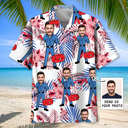 Hawaiian Shirt / Adults / S Repair Man Custom Photo Face Hawaiian Shirt
