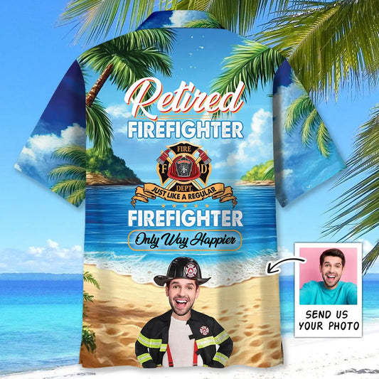 Hawaiian Shirt / Adults / S Retired Firefighter Custom Photo Face Hawaiian Shirt