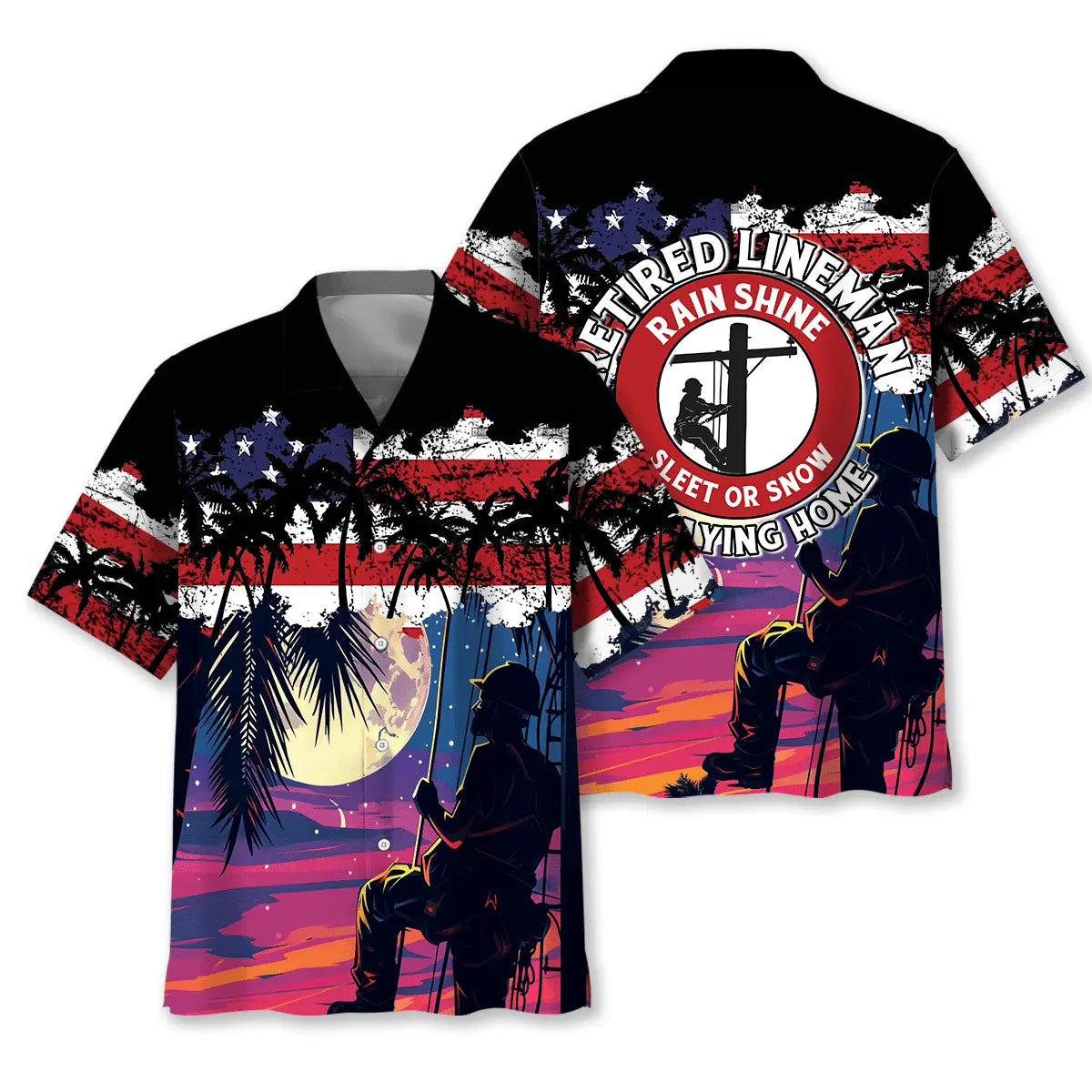 Hawaiian Shirt / Adults / S Retired Lineman Hawaiian Shirt