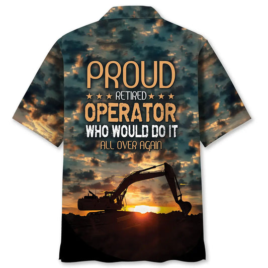 Hawaiian Shirt / Adults / S Retired Operator Excavator Hawaiian Shirt