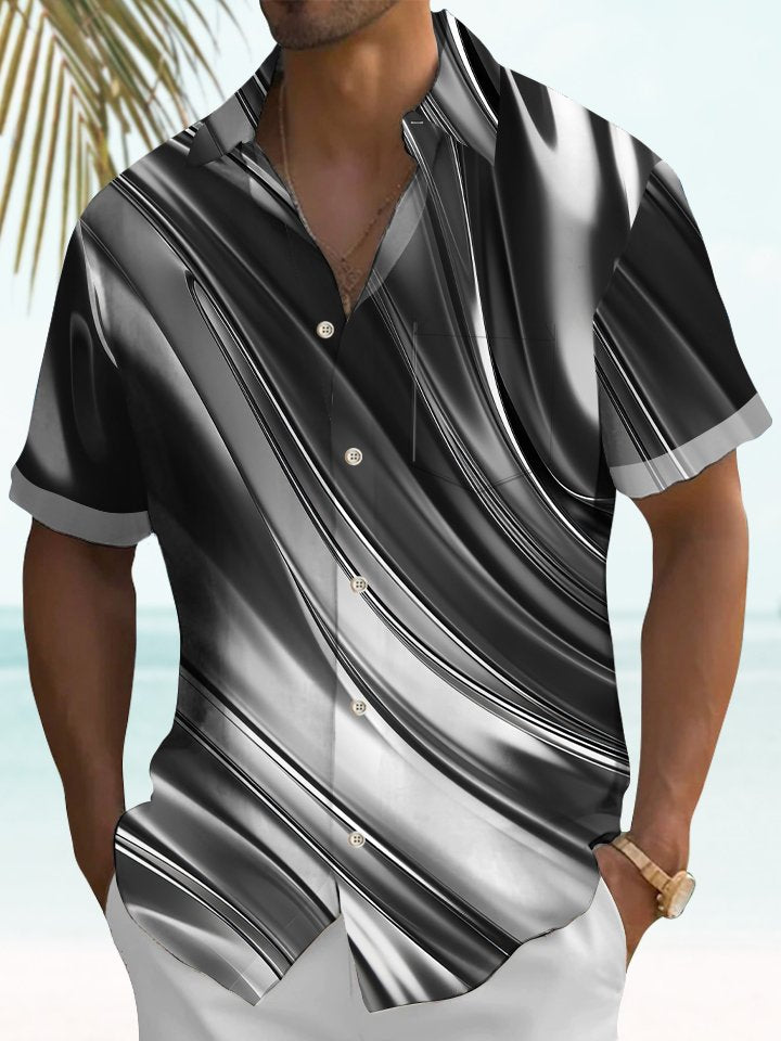 Retro 60s Gradient Line Geometric Men's Hawaiian Shirt