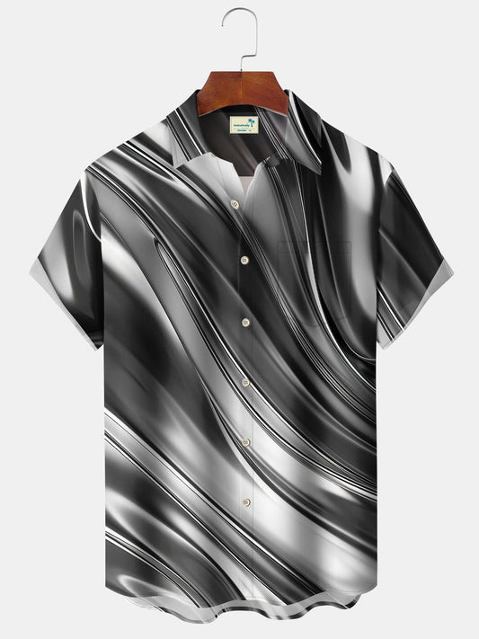 Hawaiian Shirt / Adults / S Retro 60s Gradient Line Geometric Men's Hawaiian Shirt