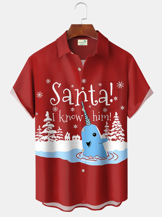 Hawaiian Shirt / Adults / S Retro Cartoon Santa Holiday Christmas Button Down Hawaiian Shirt