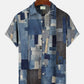 Hawaiian Shirt / Adults / S Retro Ethnic Fabric Texture Denim Men's Buttons Buttons Casual Hawaiian Shirt