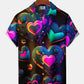 Hawaiian Shirt / Adults / S Retro Holiday Men's Valentine's Day 3D Heart Abstract Gradient Hawaiian Shirt