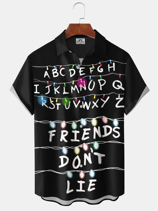 Hawaiian Shirt / Adults / S Retro Letters Light Up Friends Don't Lie Hawaiian Shirt