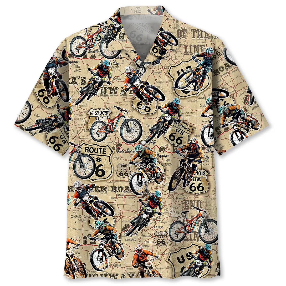 Hawaiian Shirt / Adults / S Route 66 Mountain Bike Racing Hawaiian Shirt