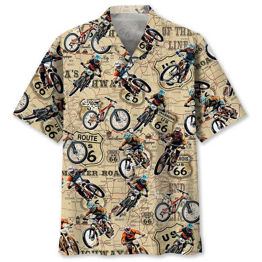 Hawaiian Shirt / Adults / S Route 66 Mountain Bike Racing Hawaiian Shirt