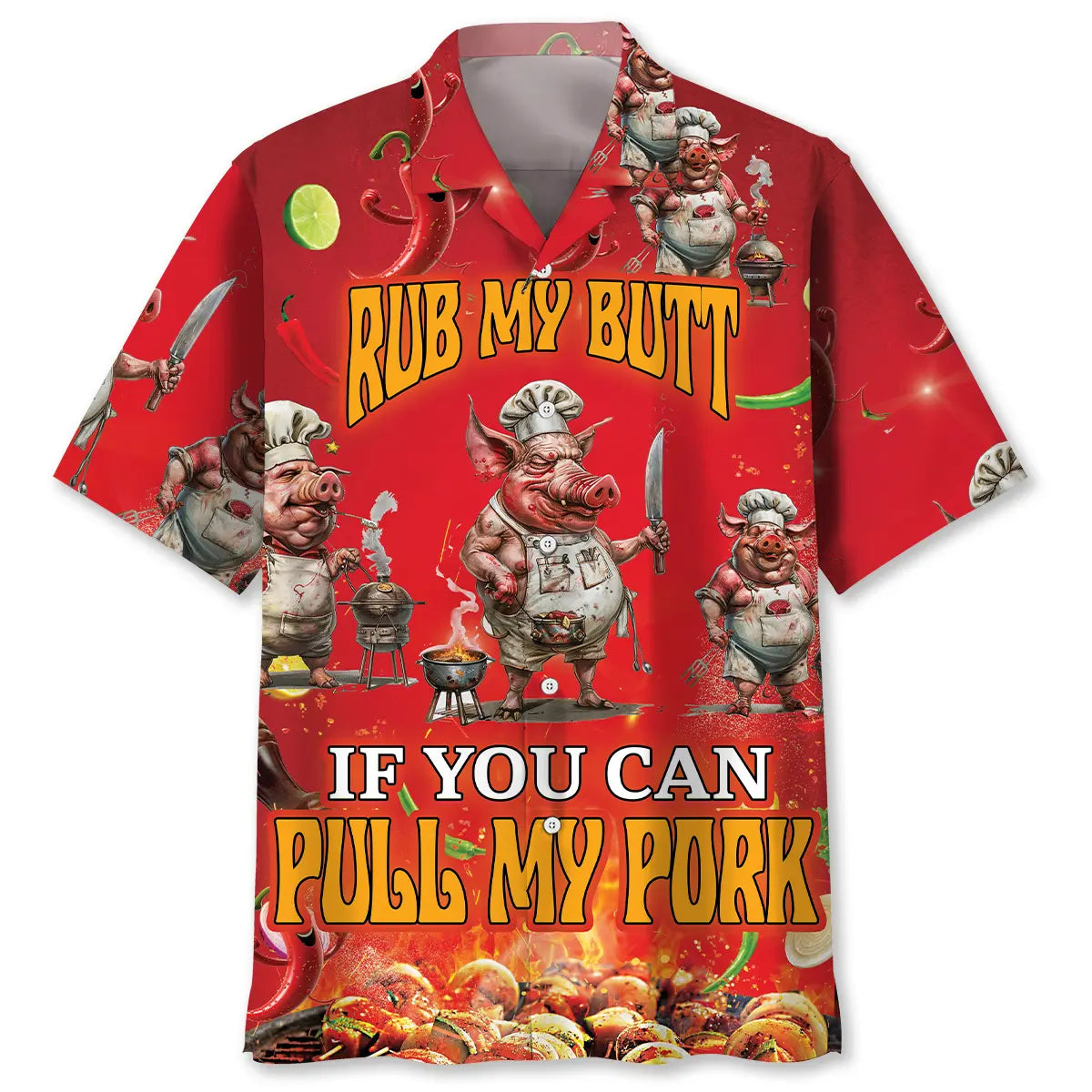 Hawaiian Shirt / Adults / S Rub My Butt If You Can Pull My Pork Hawaiian Shirt