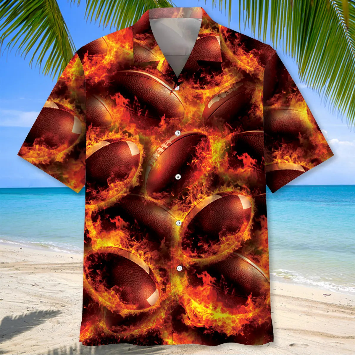 Rugby Ball Fire Hawaiian Shirt