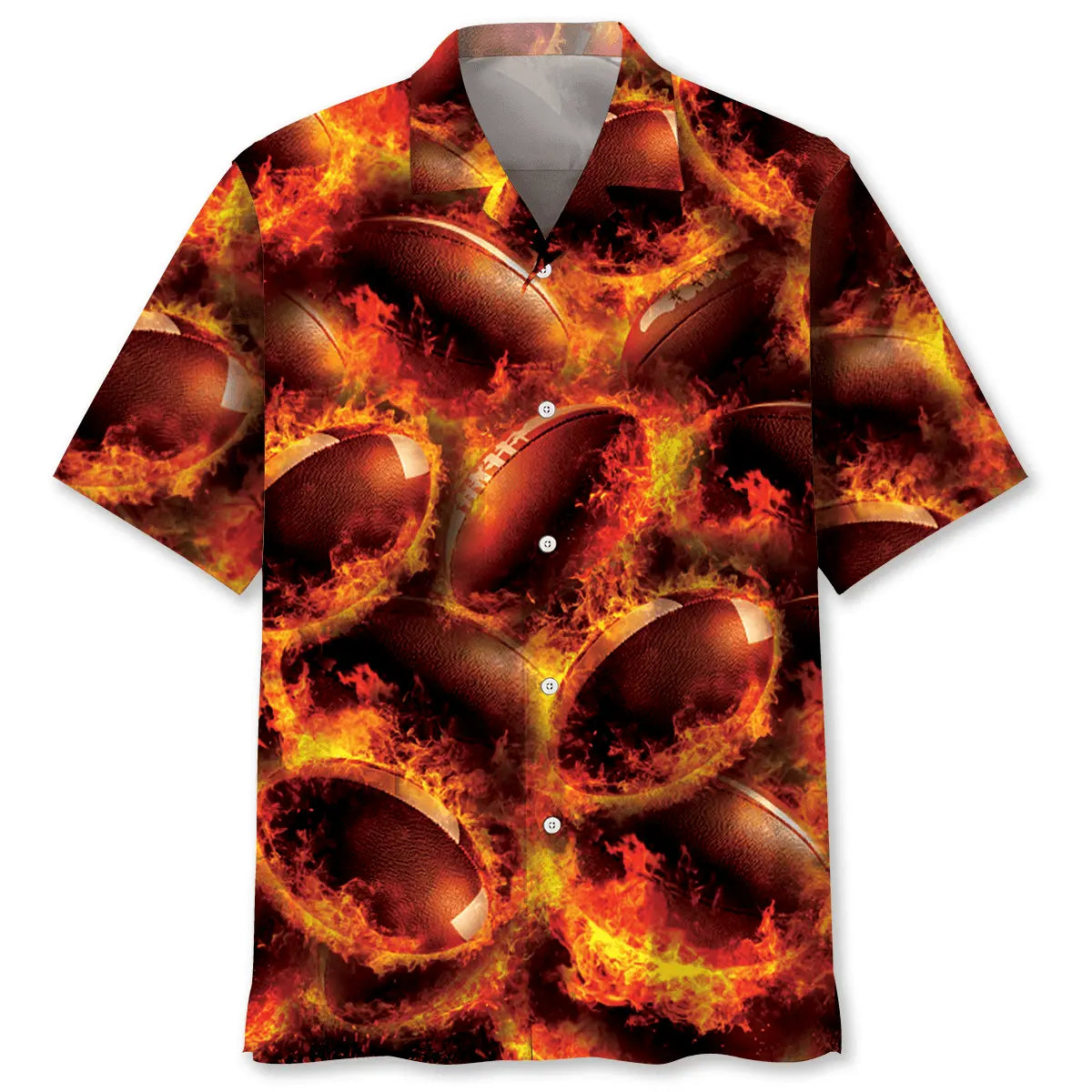 Hawaiian Shirt / Adults / S Rugby Ball Fire Hawaiian Shirt