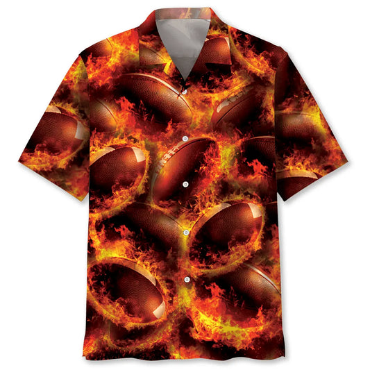 Hawaiian Shirt / Adults / S Rugby Ball Fire Hawaiian Shirt