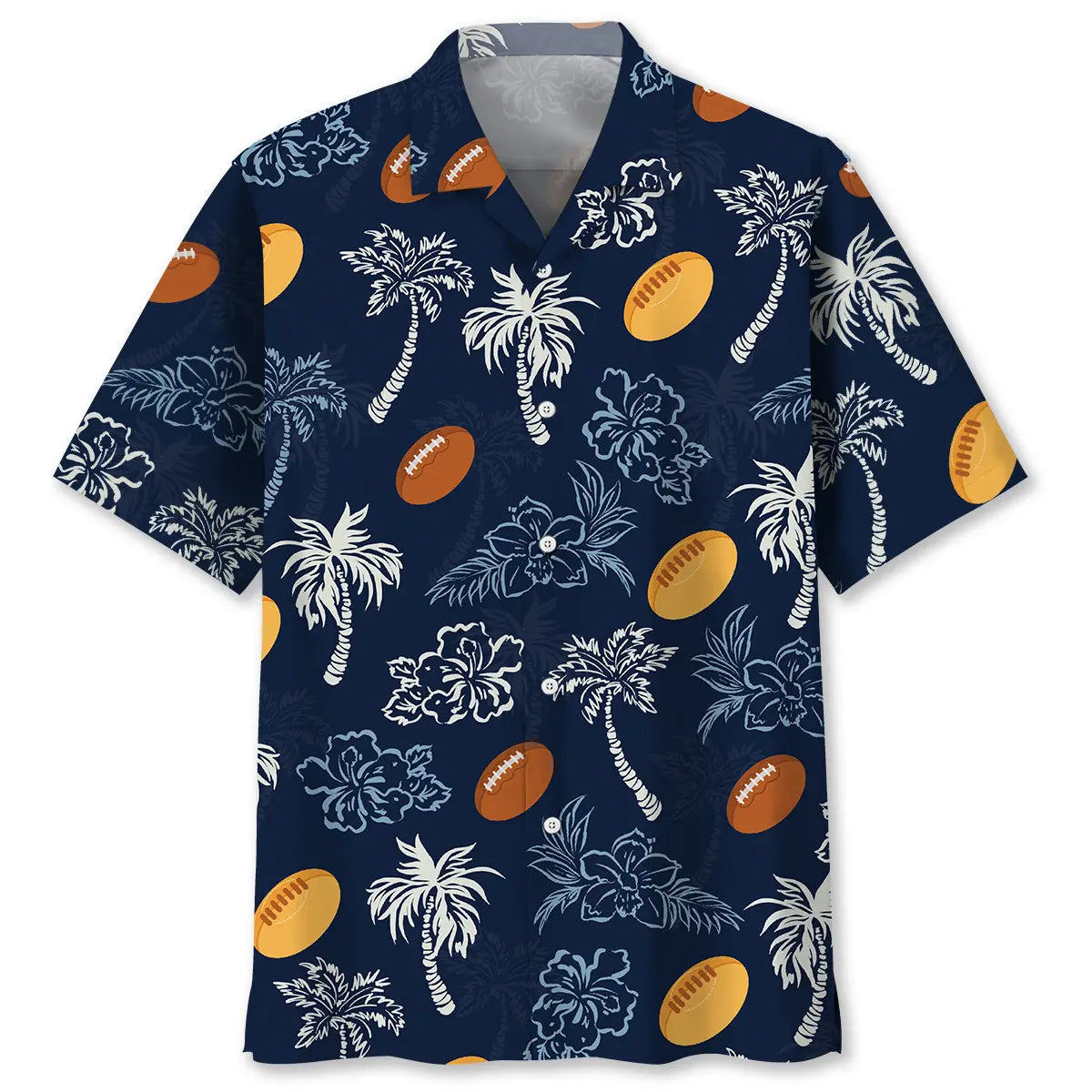Hawaiian Shirt / Adults / S Rugby Blue Hibiscus Hawaiian Shirt