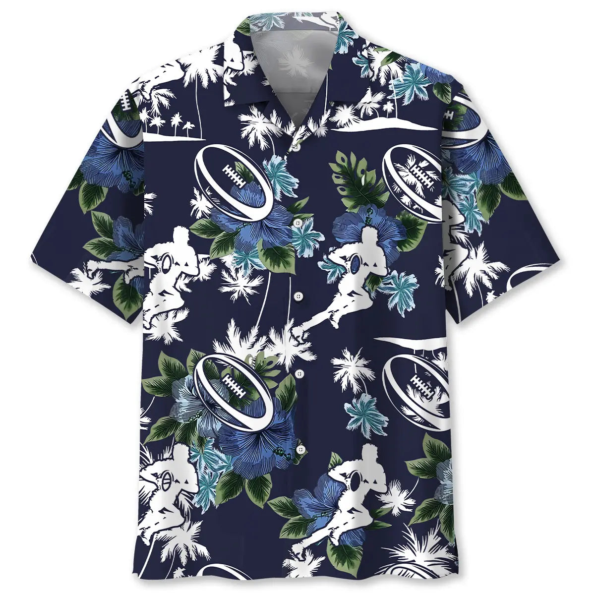 Hawaiian Shirt / Adults / S Rugby Blue Nature Hawaiian Shirt