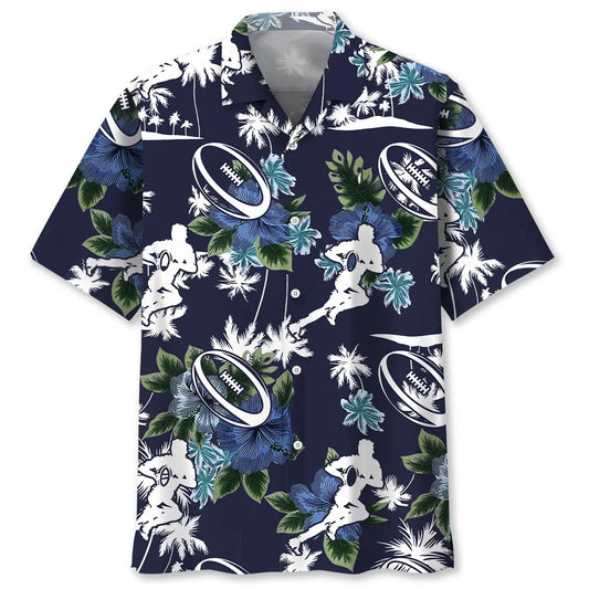 Hawaiian Shirt / Adults / S Rugby Blue Nature Hawaiian Shirt