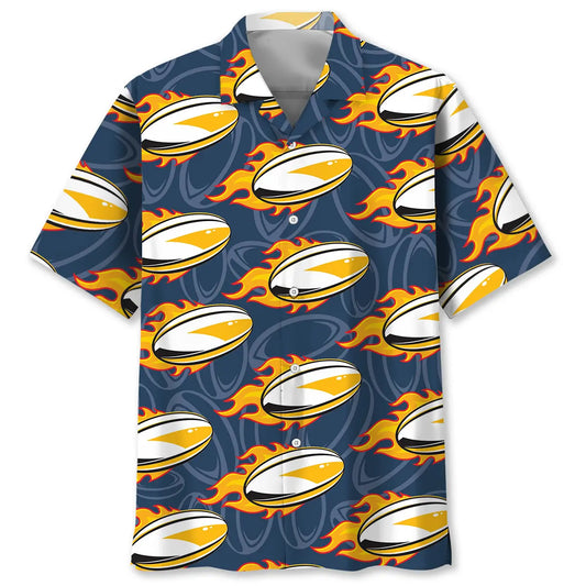 Hawaiian Shirt / Adults / S Rugby Fire Hawaiian Shirt