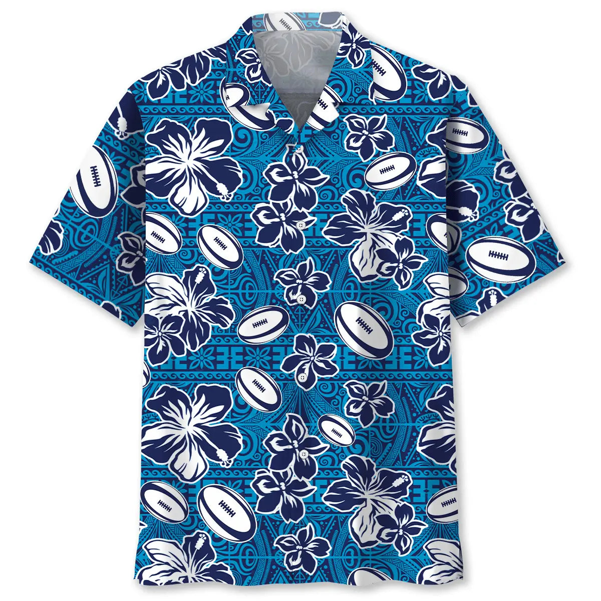 Hawaiian Shirt / Adults / S Rugby Tropical Blue Hawaiian Shirt