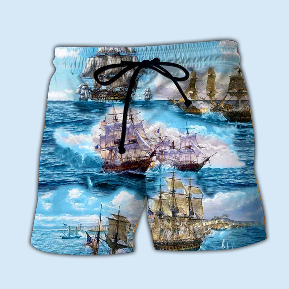 Sail To The Sea Blue Sky – Beach Short