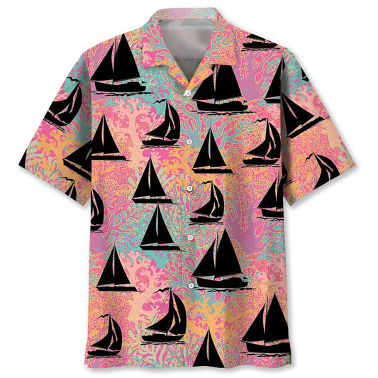 Hawaiian Shirt / Adults / S Sailboat Coral Hawaiian Shirt