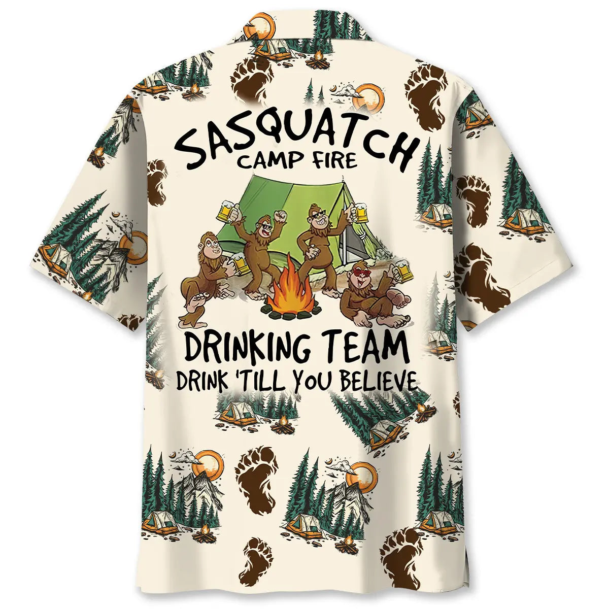 Hawaiian Shirt / Adults / S Sasquatch Camp Fire Drinking Team Hawaiian Shirt
