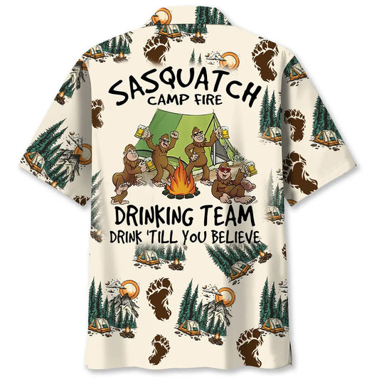 Hawaiian Shirt / Adults / S Sasquatch Camp Fire Drinking Team Hawaiian Shirt