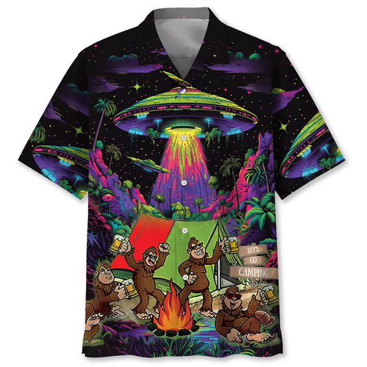 Hawaiian Shirt / Adults / S Sasquatch Night Camp Fire Drinking Hawaiian Shirt