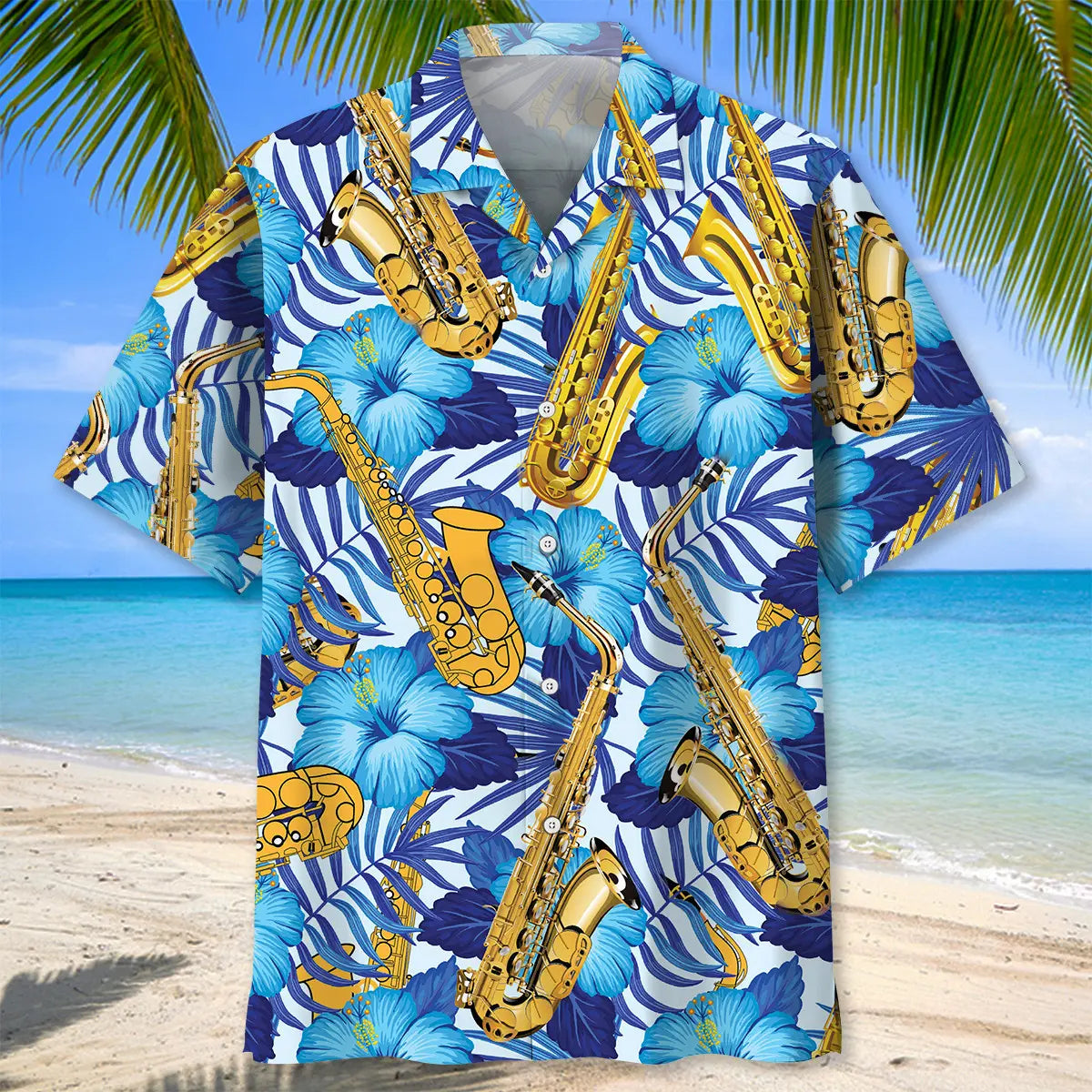 Saxophone Tropical Hawaiian Shirt