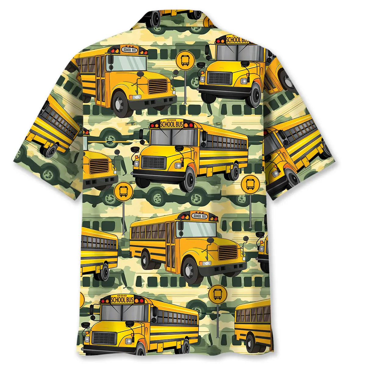 School Bus Camouflage Hawaiian Shirt
