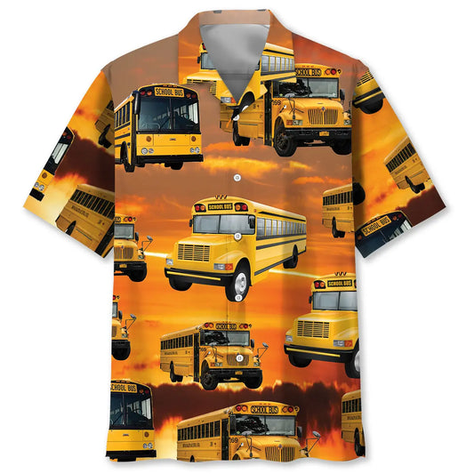 Hawaiian Shirt / Adults / S School Bus Sunset Hawaiian Shirt