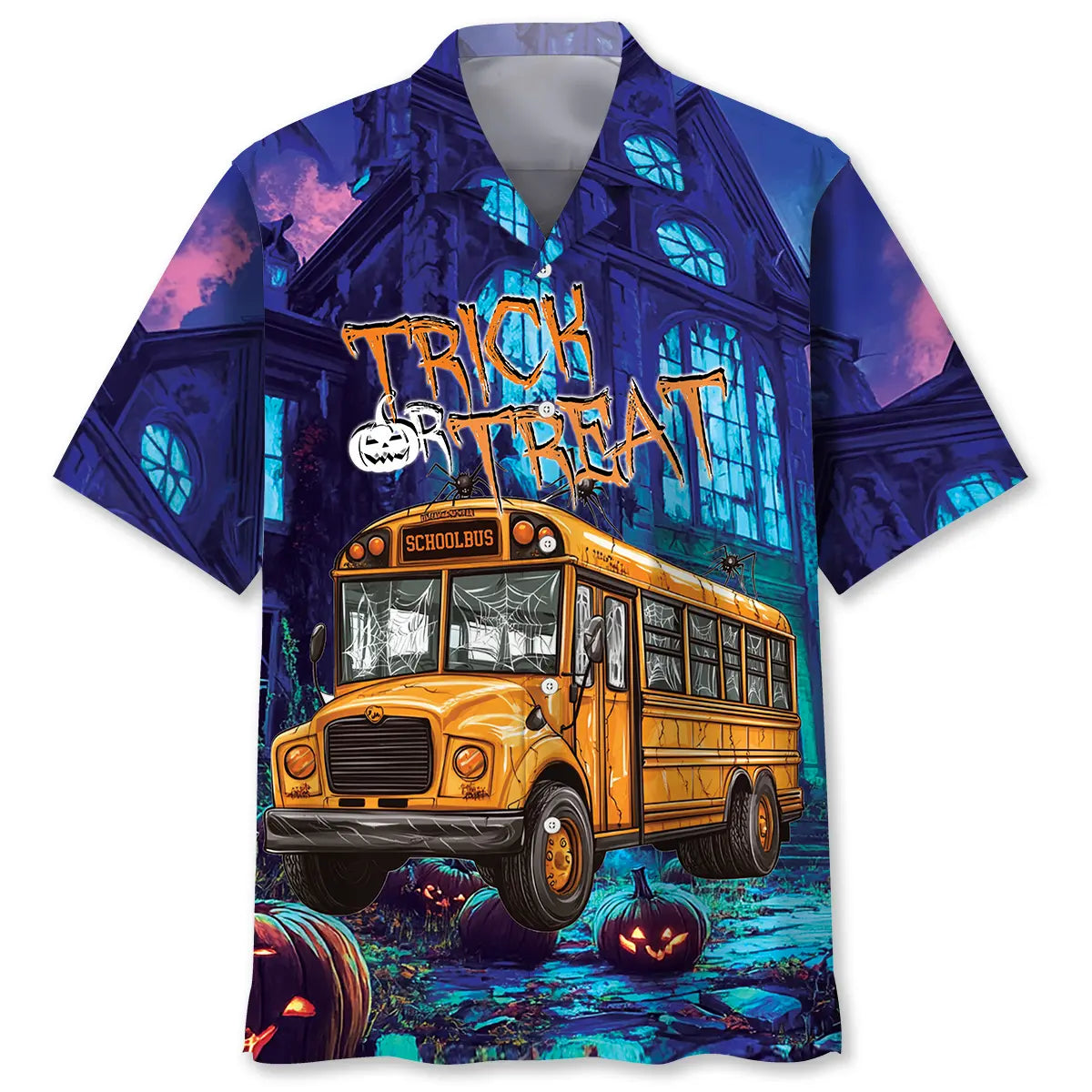Hawaiian Shirt / Adults / S School Bus Trick Or Treat Hawaiian Shirt