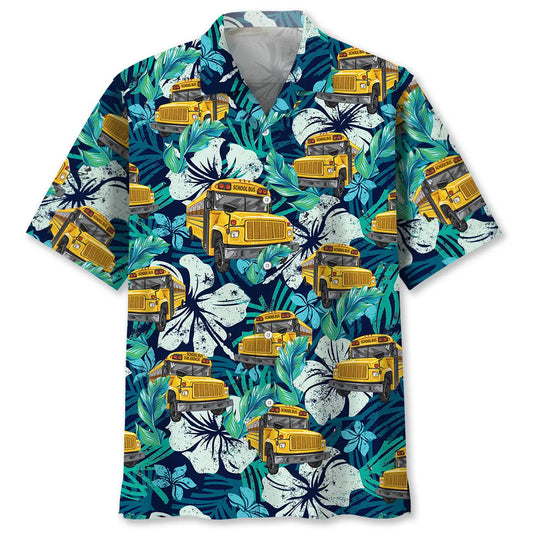 Hawaiian Shirt / Adults / S School Bus Tropical Hawaiian Shirt