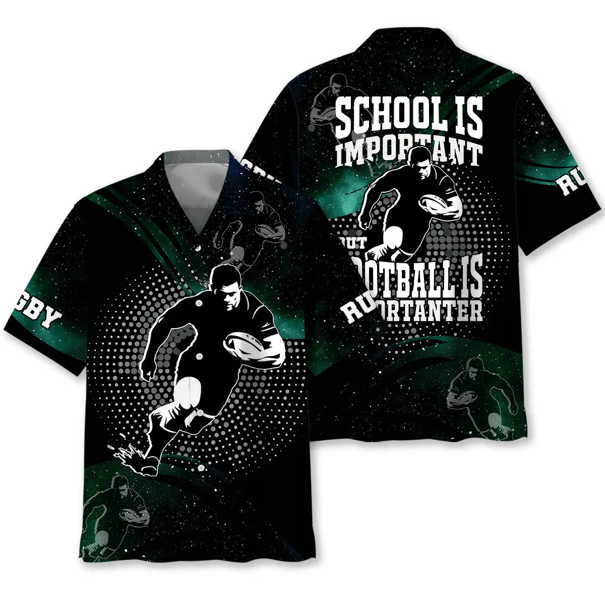 Hawaiian Shirt / Adults / S School Is Important Rugby Is Importanter Sports Lover Hawaiian Shirt
