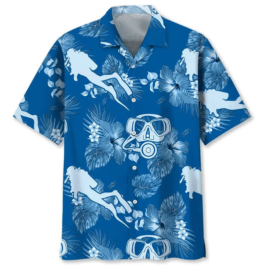 Hawaiian Shirt / Adults / S Scuba Diving Blue Hawaiian Shirt