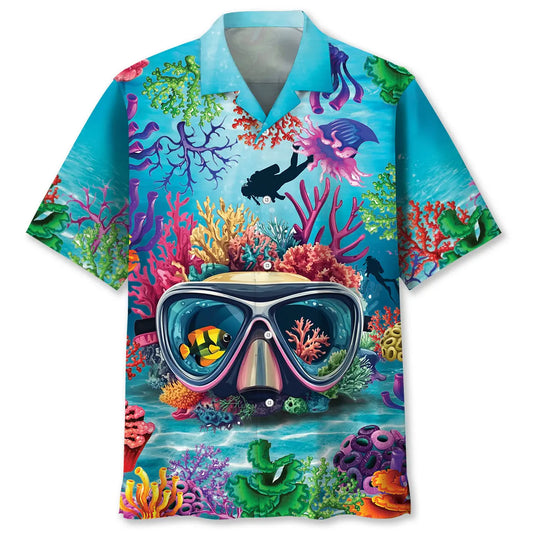 Hawaiian Shirt / Adults / S Scuba Diving Coral Mask Hawaiian Shirt