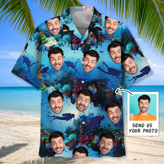 Hawaiian Shirt / Adults / S Scuba Diving Custom Photo Hawaiian Shirt