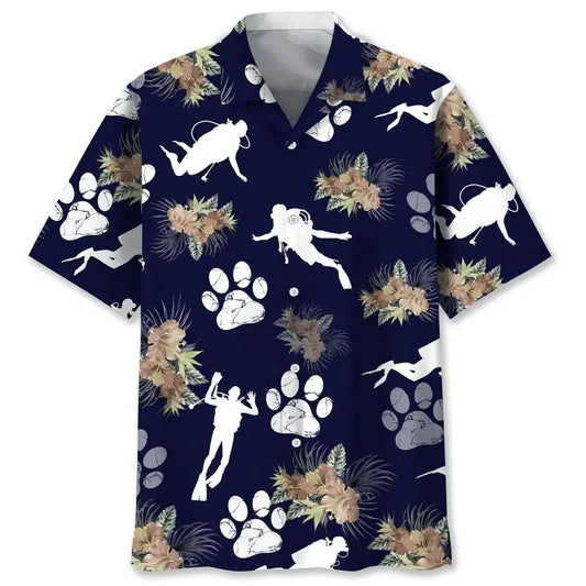 Hawaiian Shirt / Adults / S Scuba Diving Dog Tropical Hawaiian Shirt