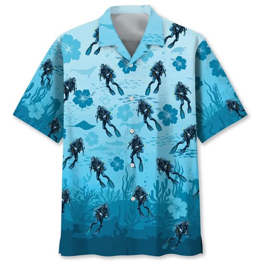 Hawaiian Shirt / Adults / S Scuba Diving Hibiscus Hawaiian Shirt