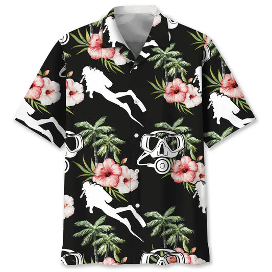 Hawaiian Shirt / Adults / S Scuba Diving Nature Flower Hawaiian Shirt